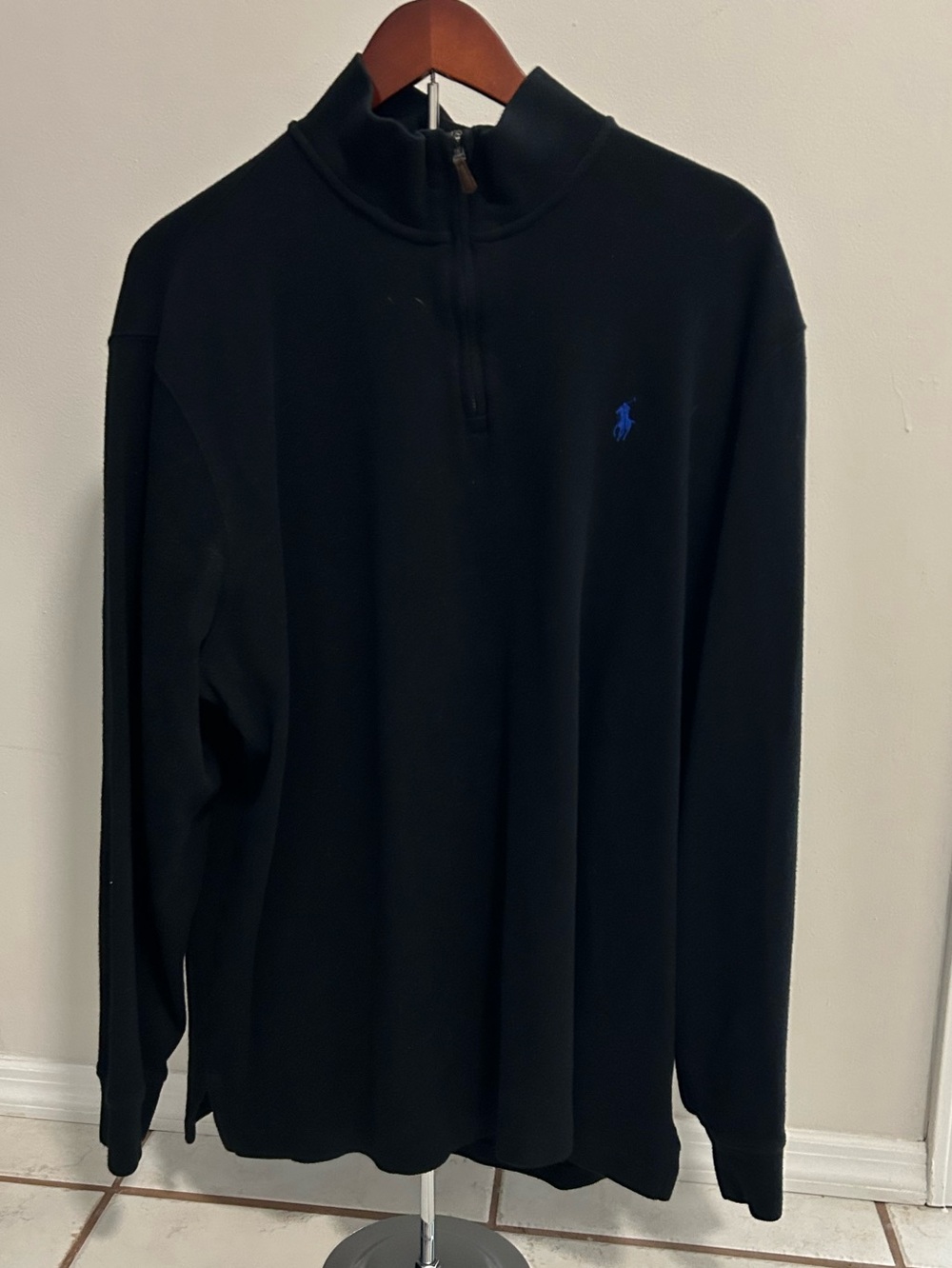Polo by Ralph Lauren Sz XL Black Half-Zip Sweater with Blue Pony